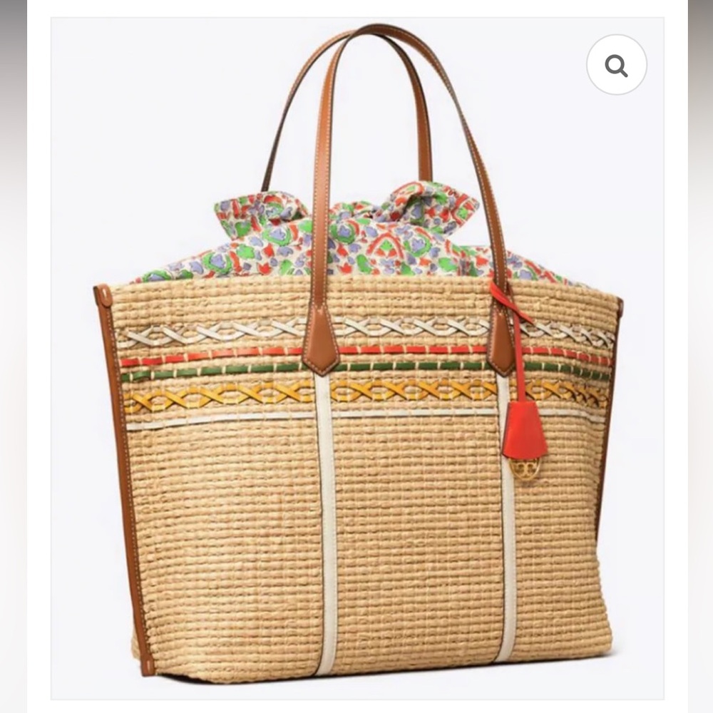 Tory Burch Oversized Raffia Perry Tote - Picture 2 of 11